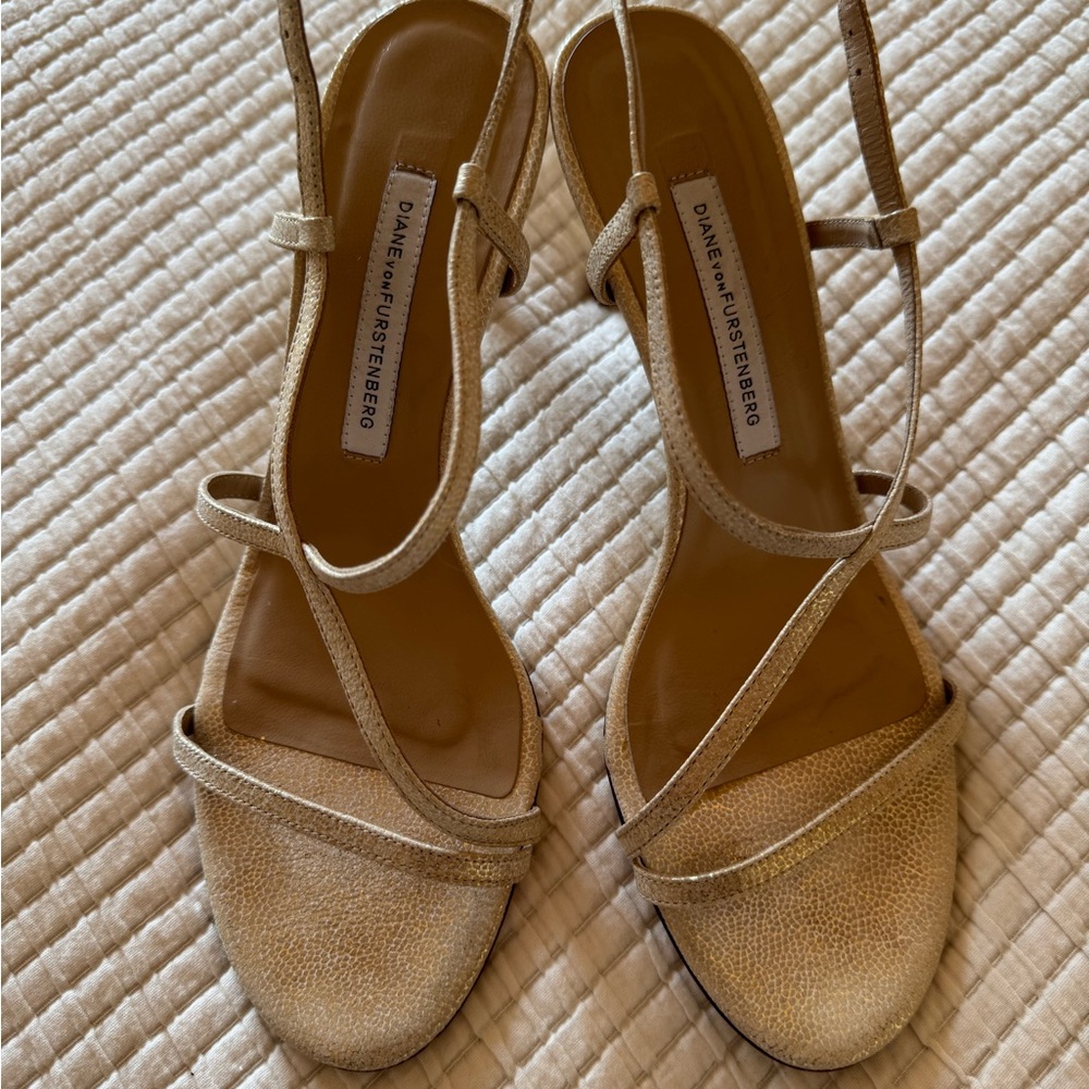 Diane Von Furstenberg Metallic Gold Heels